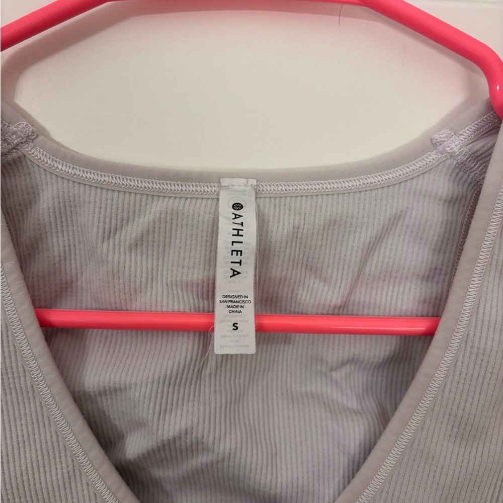 Athleta Light blush Ribbed V-Neck Top - Picture 3 of 3